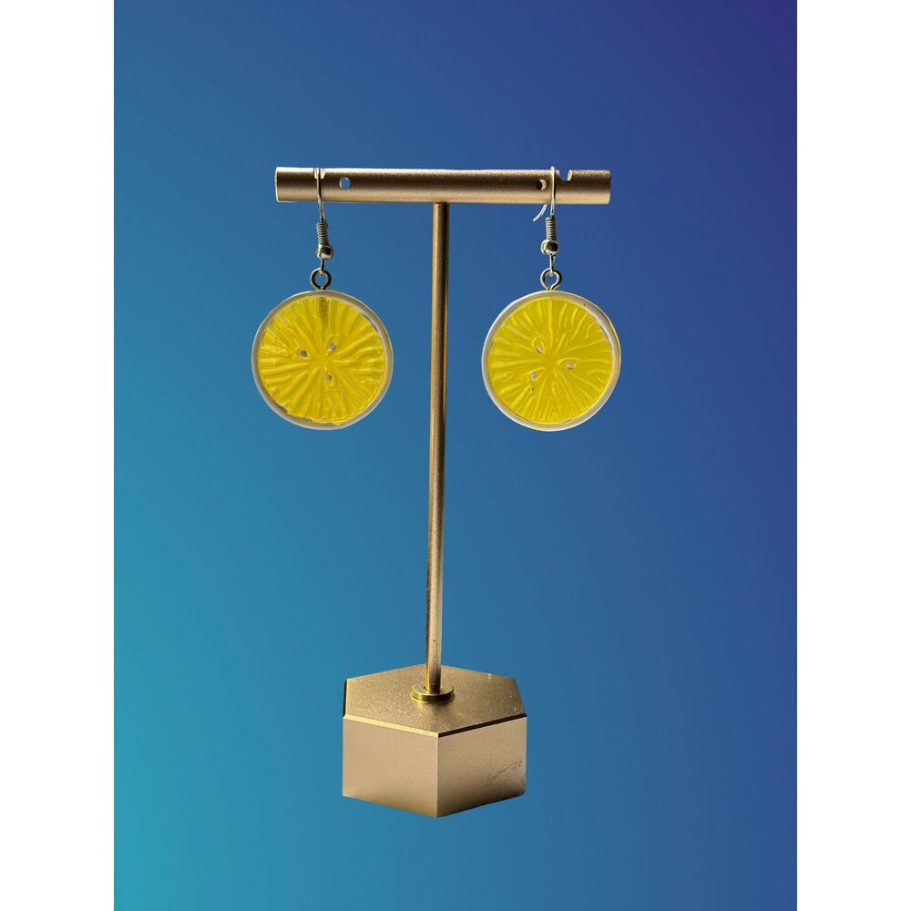 Lemon Seeded Slices Drop Earrings Gift For Women Farmers Market Italy